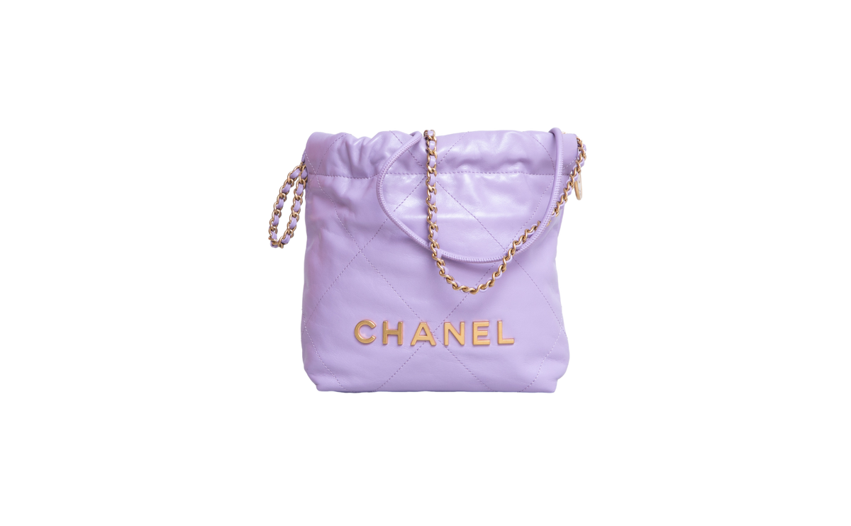 CHANEL MINI 22 SHINY CALFSKIN QUILTED LIGHT PURPLE