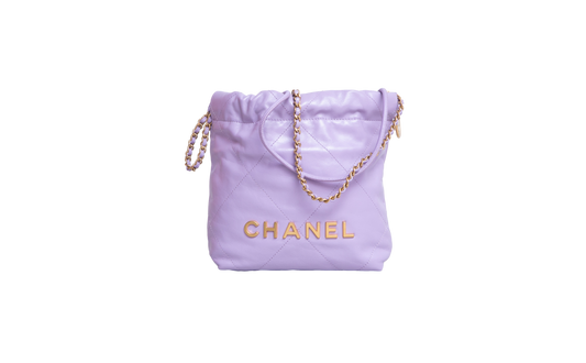 CHANEL MINI 22 SHINY CALFSKIN QUILTED LIGHT PURPLE