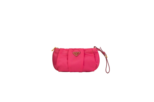 PRADA SATIN CLUTCH NYLON PEONIA