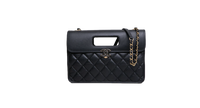 CHANEL AGED CALFSKIN GRAPHIC CATCH FLAP BLACK