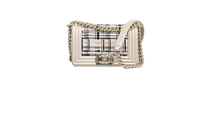 CHANEL BOY SMALL LAMBSKIN TWEED BEIGE