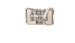 CHANEL BOY SMALL LAMBSKIN TWEED BEIGE