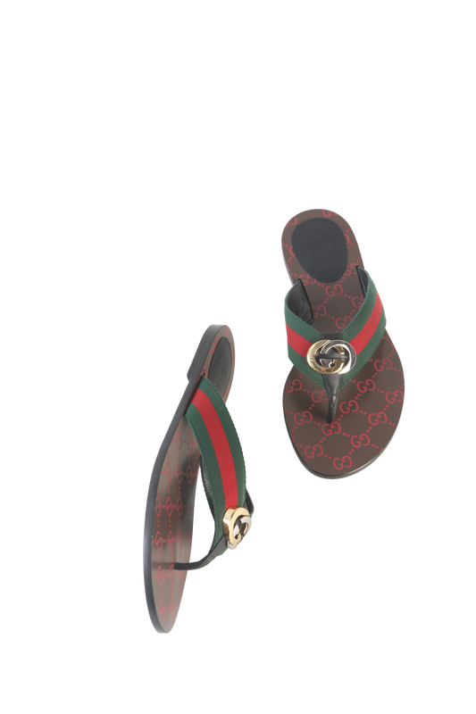 GUCCI SANDALIA THONG WEB GG KIKA