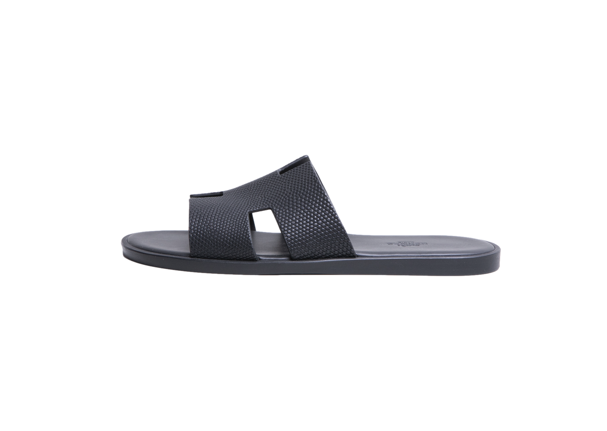 HERMÈS IZMIR SANDAL NOIR LÉZARD - 40 BR