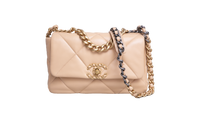 CHANEL 19 SMALL FLAP BAG LAMBSKIN CREAM 2025