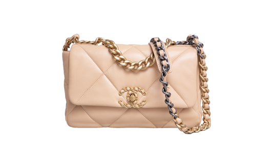 CHANEL 19 SMALL FLAP BAG LAMBSKIN CREAM 2025