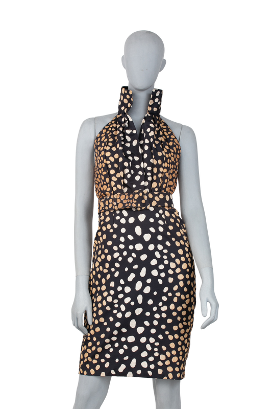 CHRISTIAN DIOR DRESS POLKA DOTS WHIT BELT