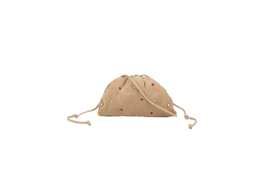 BOTTEGA MINI POUCH SUEDE BEGE STUDS