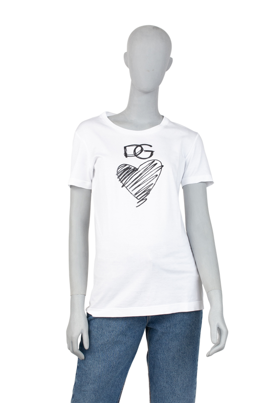 DG T-SHIRT WHITE PRINT HEART