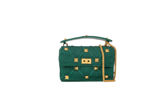 VALENTINO ROMAN STUD LARGE LUREX GREEN