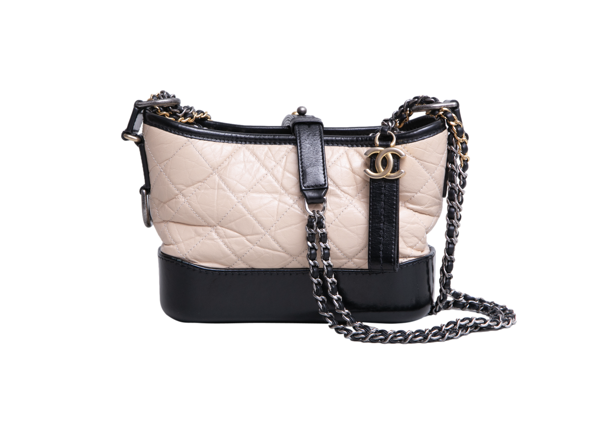 CHANEL GABRIELLE HOBO SMALL BICOLOR BEIGE AND BLACK