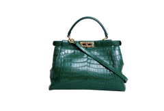 FENDI PEEKABOO MEDIUM CROCO EMBOSSED GREEN