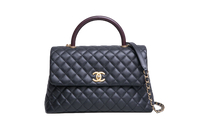 CHANEL COCO MEDIUM CAVIAR TOP HANDLE LIZARD BLACK 2019