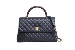 CHANEL COCO MEDIUM CAVIAR TOP HANDLE LIZARD BLACK 2019
