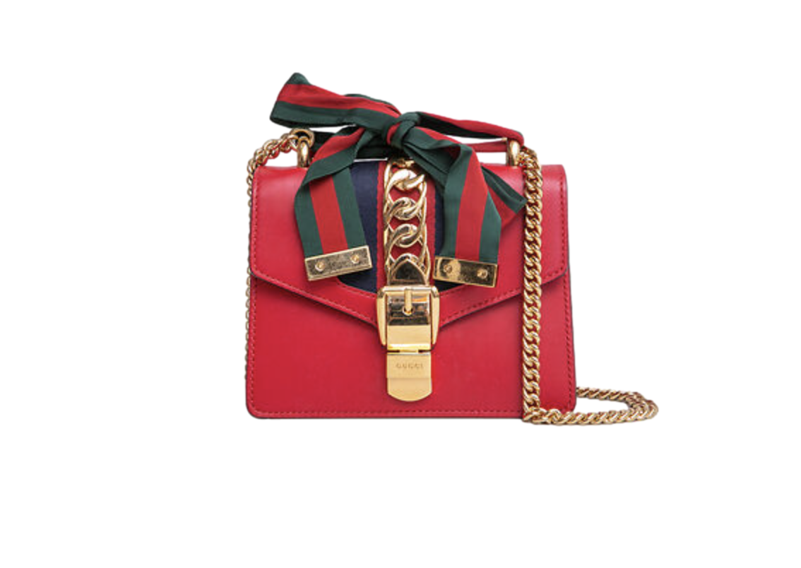 GUCCI SYLVIE SMALL WEB LEATHER RED