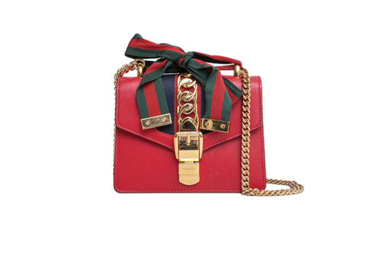 GUCCI SYLVIE SMALL WEB LEATHER RED