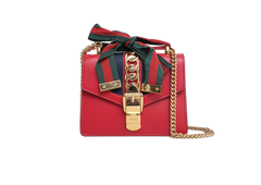 GUCCI SYLVIE SMALL WEB LEATHER RED