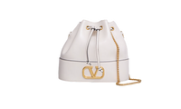 VALENTINO MINI BUCKET BAG IN NAPPA VLOGO LIGHT IVORY