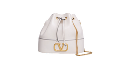 VALENTINO MINI BUCKET BAG IN NAPPA VLOGO LIGHT IVORY