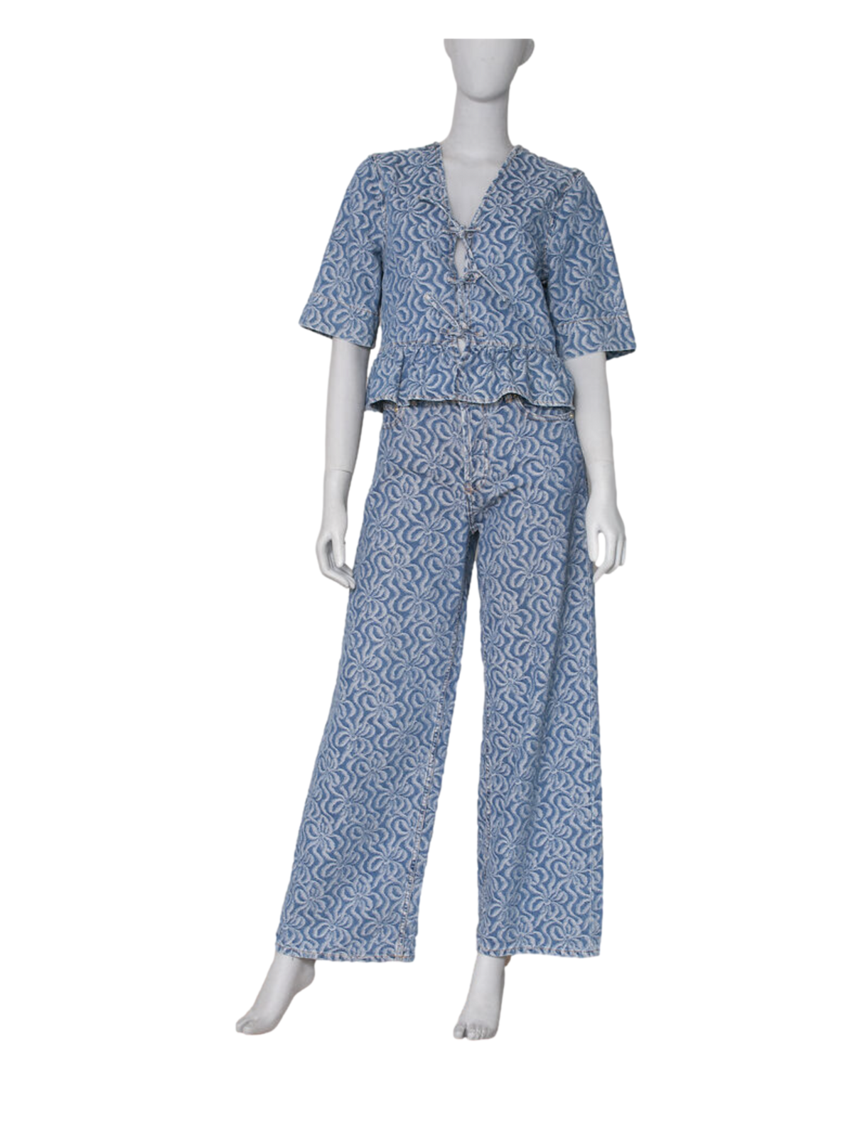 GANNI TWIN SET DENIM FLOUNGE TIE JACQUAR