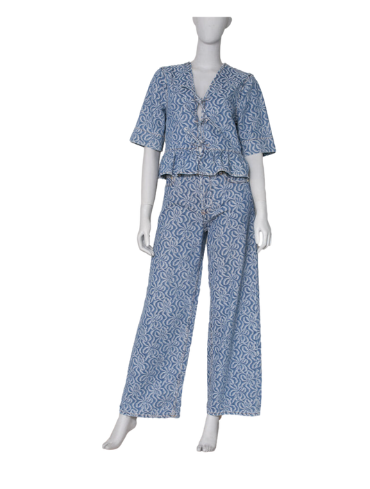 GANNI TWIN SET DENIM FLOUNGE TIE JACQUAR