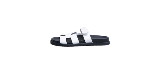 HERMÈS SANDAL CHYPRE LEATHER BLACK/WHITE - 39 BR