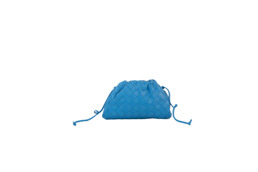 BOTTEGA VENETA MINI POUCH INTRECCIATO SOFT BLUE