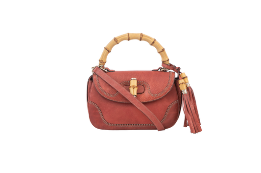 GUCCI BAMBOO MEDIUM TOP HANDLE CORAL