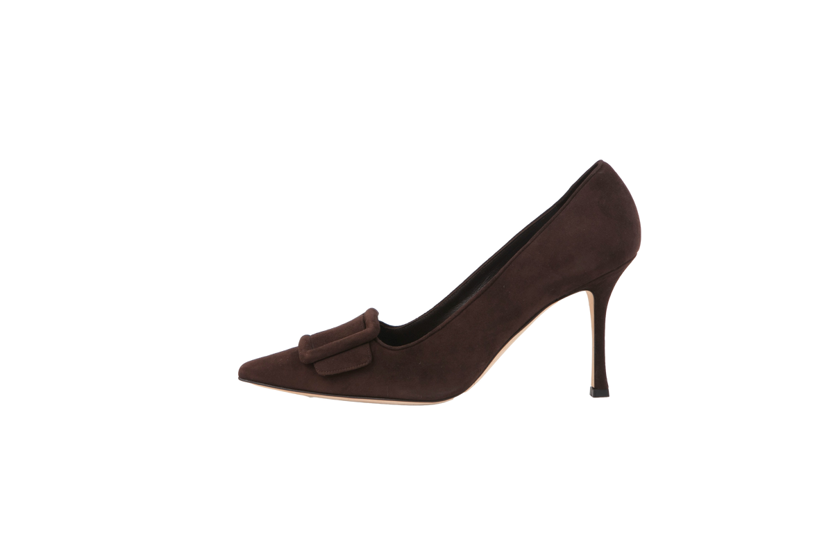 MANOLO BLAHNIK SALTO SUEDE FIVELA ALL BROWN