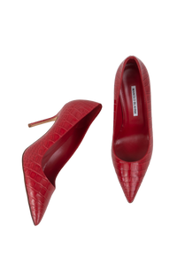 MANOLO BLAHNIK SALTO EMBOSSED RED