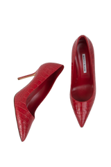 MANOLO BLAHNIK SALTO EMBOSSED RED