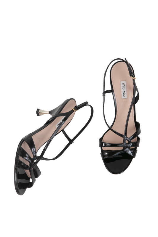 MIU MIU SALTO STRIPS BLACK VERNIZ - 39 BR