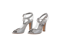 MANOLO BLAHNIK SALTO PEEP TOE GREY