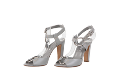 MANOLO BLAHNIK SALTO PEEP TOE GREY