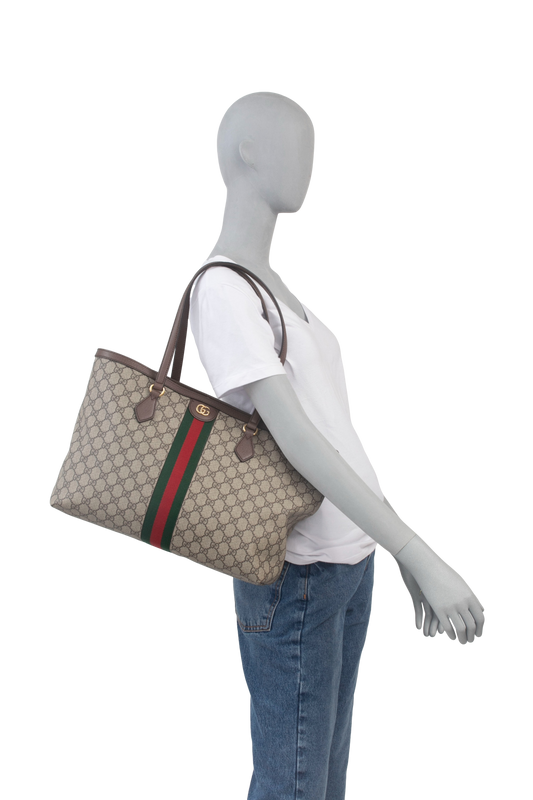 GUCCI OPHIDIA GG MEDIUM BEIGE AND EBONY