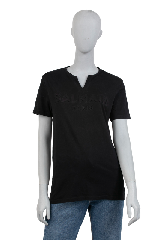 BALMAIN CAMISETA GOLA V BLACK