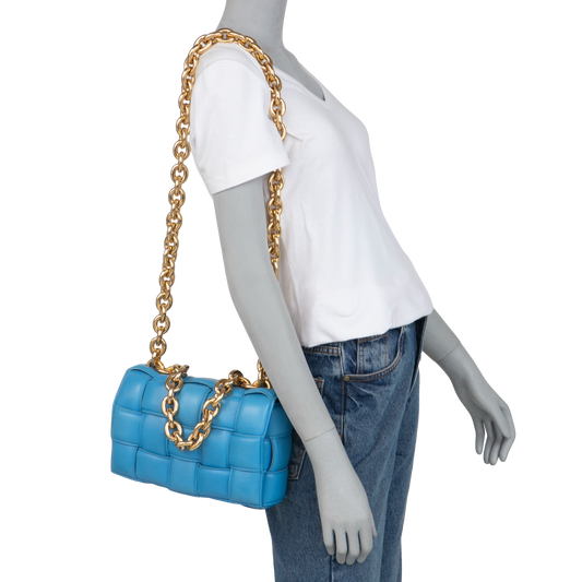 BOTTEGA VENETA PADDED CASSETTE CHAIN BLUE