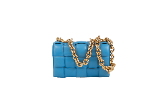 BOTTEGA VENETA PADDED CASSETTE CHAIN BLUE