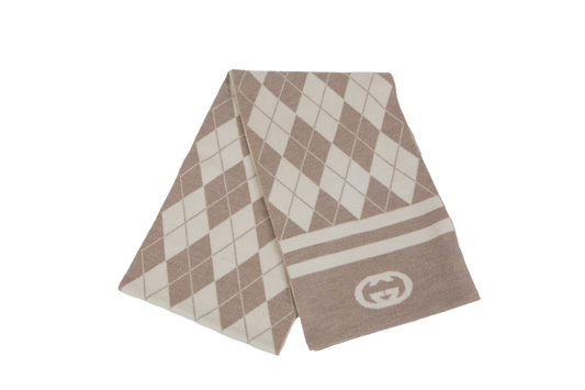 GUCCI SCARF LÃ GEOMETRIC BEIGE BLONDIE