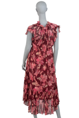 ZIMMERMANN DRESS LONG RED FLORAL SILK