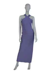 HERVE LEGER DRESS HALTERNECK ICON MAXI PURPLE