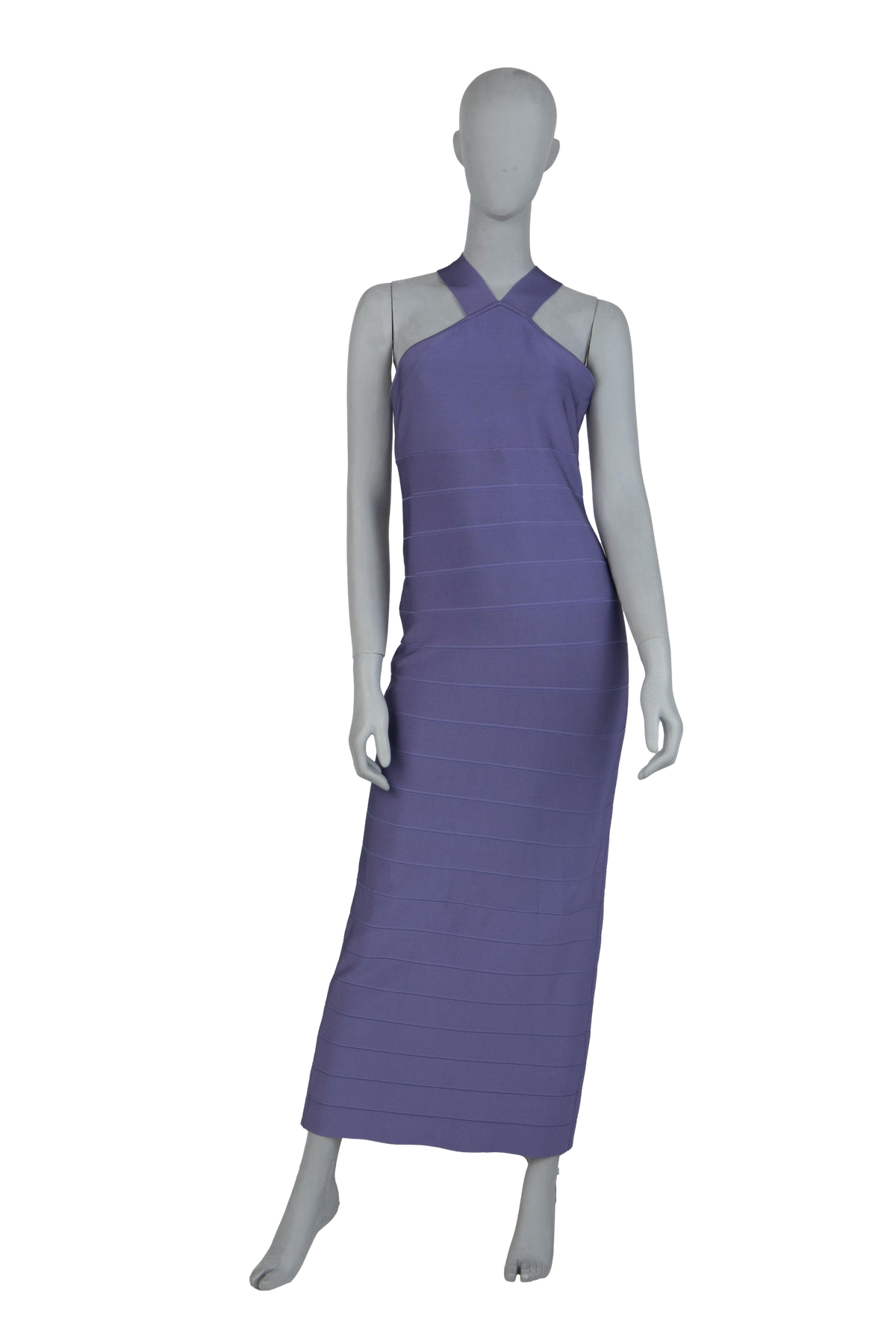 HERVE LEGER DRESS HALTERNECK ICON MAXI PURPLE