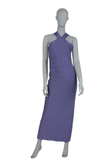 HERVE LEGER DRESS HALTERNECK ICON MAXI PURPLE