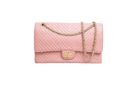 CHANEL REISSUE 2.55 SHEEPSKIN CHEVRON DOUBLE FLAP ROSE