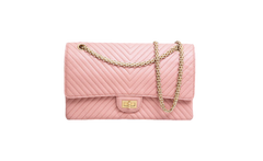 CHANEL REISSUE 2.55 SHEEPSKIN CHEVRON DOUBLE FLAP ROSE