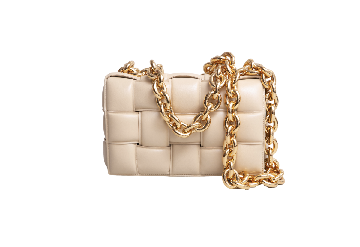 BOTTEGA THE CHAIN CASSETTE INTRECCIATO BEIGE