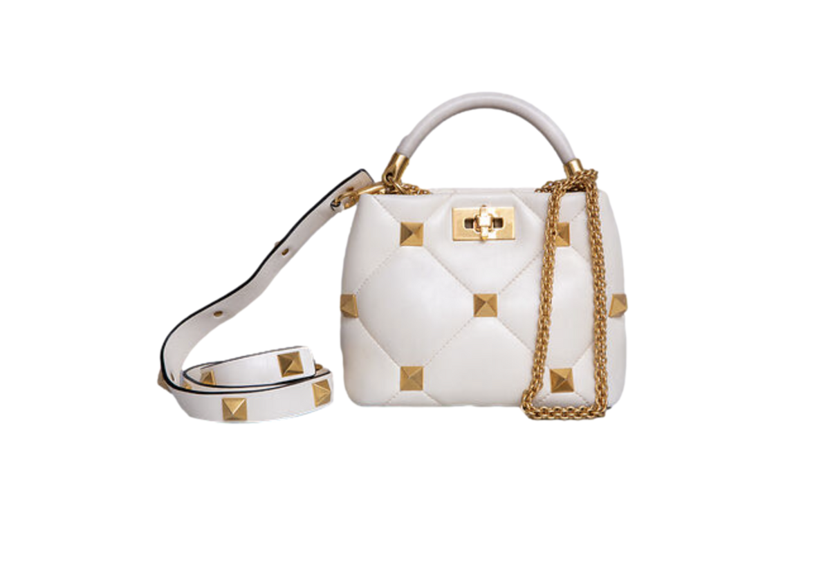 VALENTINO ROMAN STUD TOP HANDLE OFF WHITE