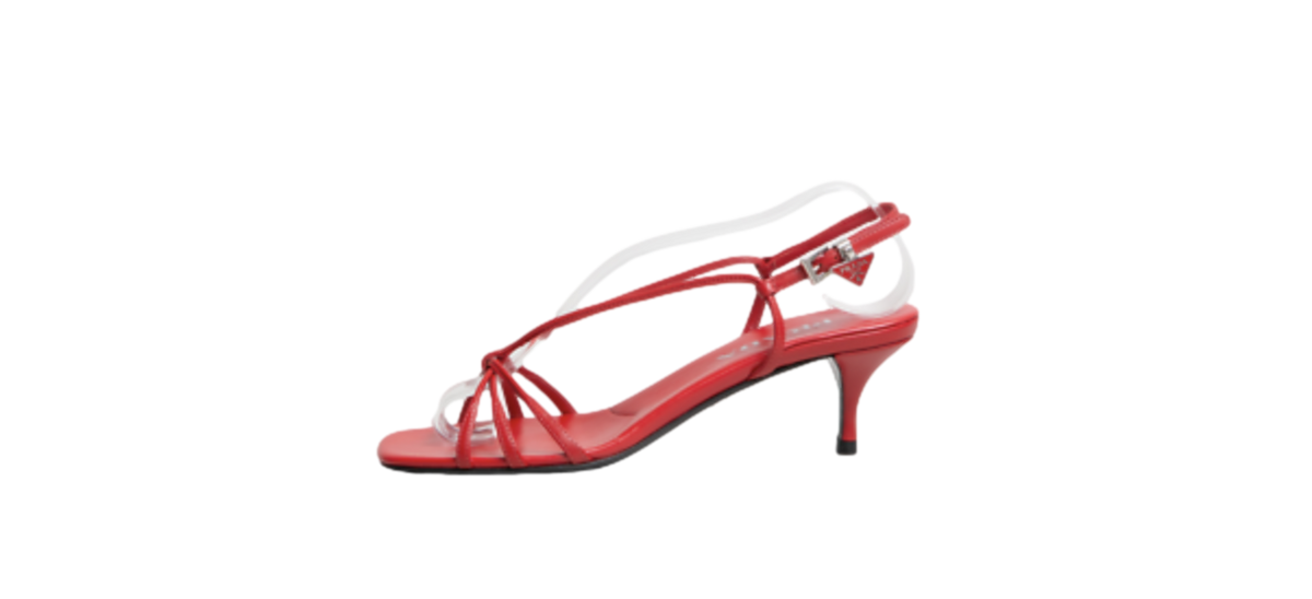 PRADA 55MM LEATHER RED SANDALS - 37 BR