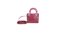 DIOR METALLIC PATENT MICRO CANNAGE MINI LADY DIOR FUCHSIA