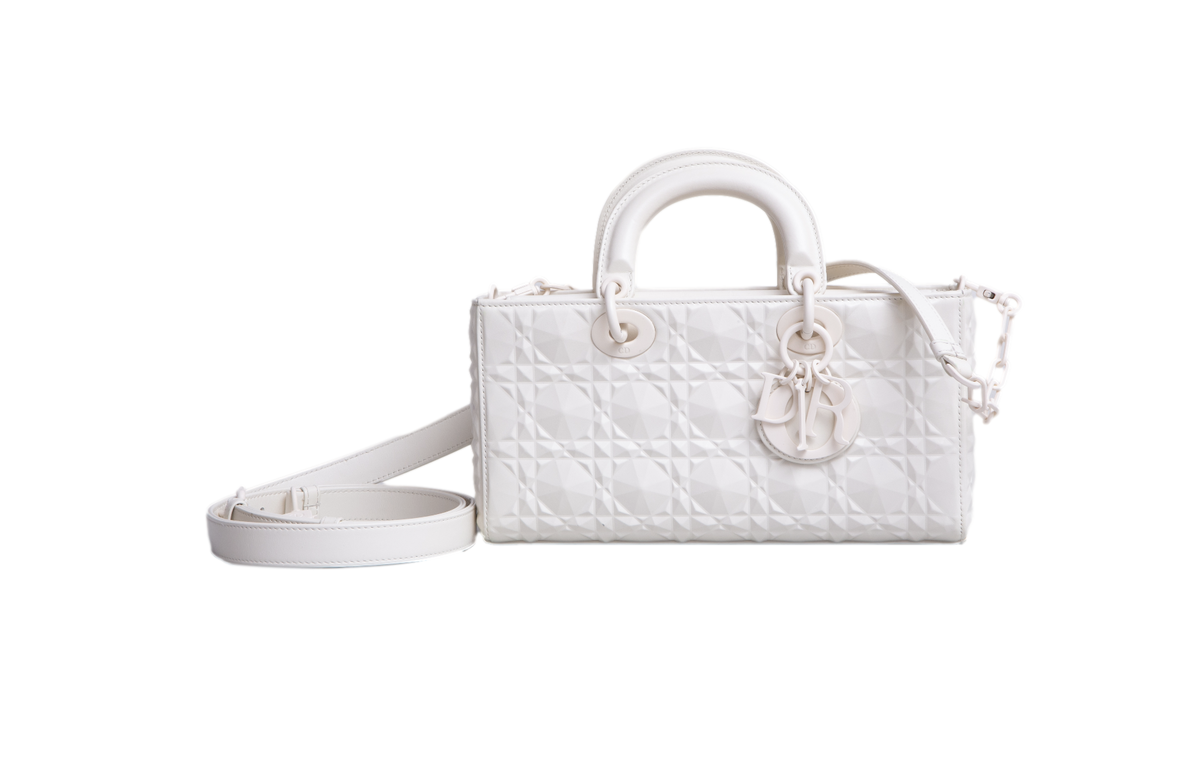 DIOR LADY D-JOY MEDIUM CANNAGE WHITE